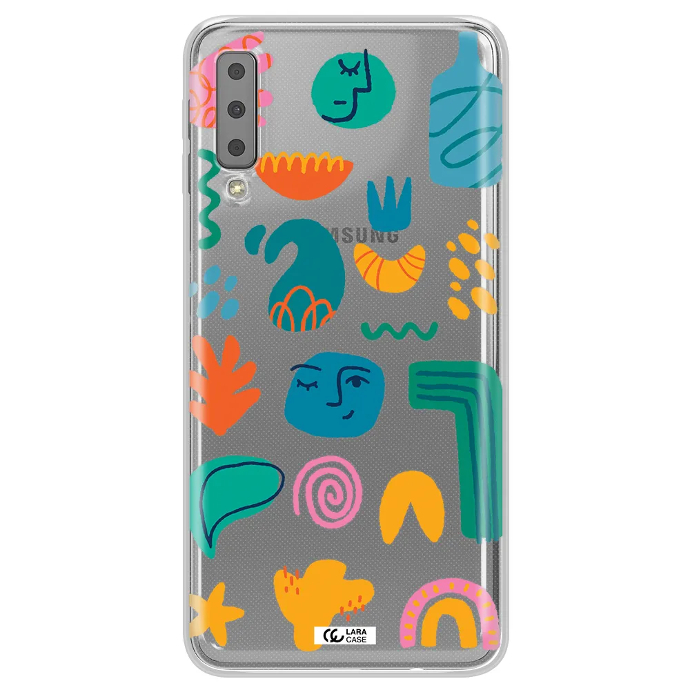 a collection of colorful shapes Samsung A7 2018 Clear TPU Case
