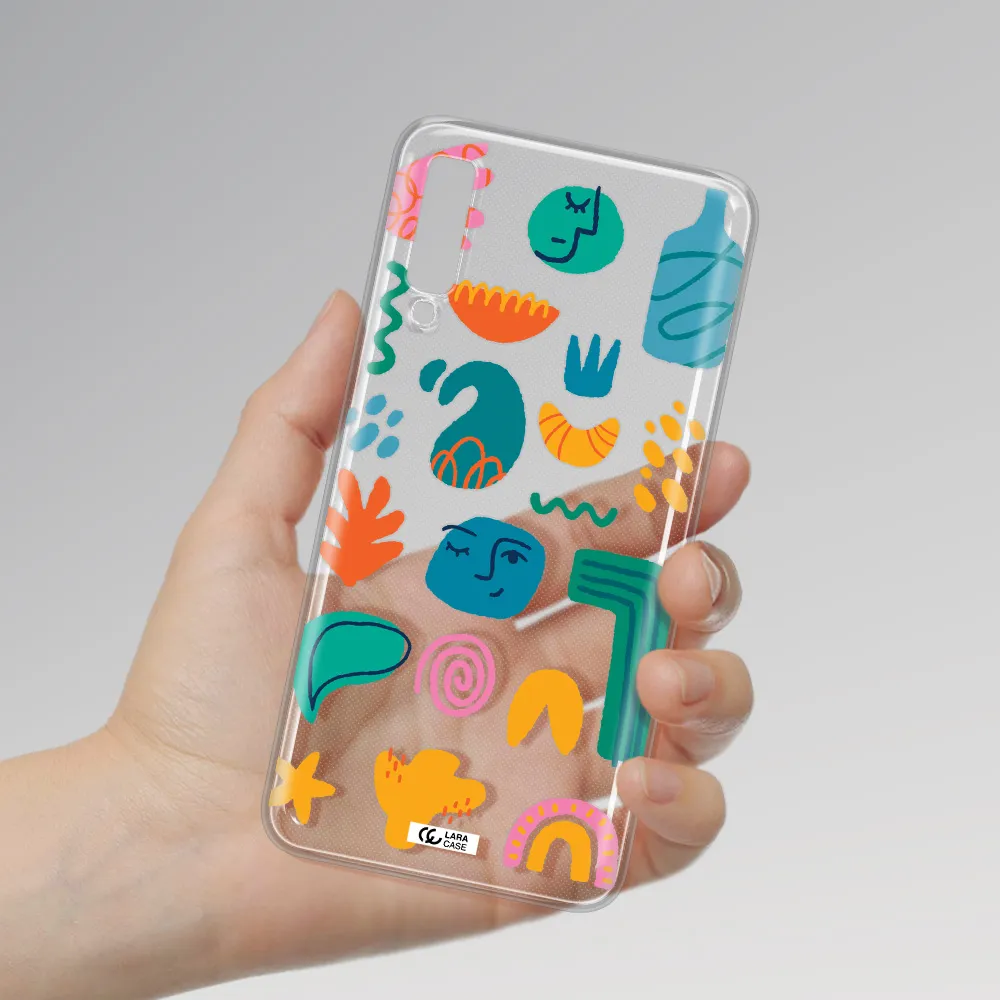 a collection of colorful shapes Samsung A7 2018 Clear TPU Case