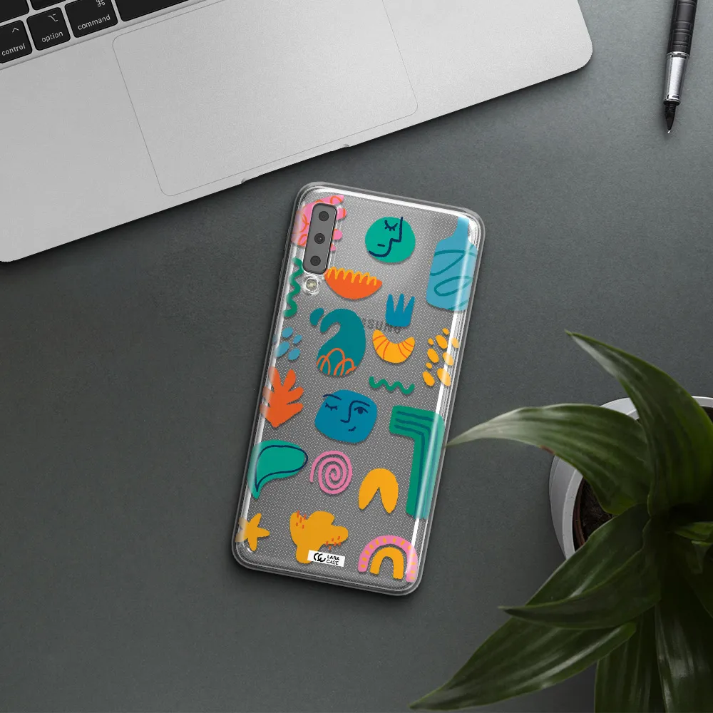a collection of colorful shapes Samsung A7 2018 Clear TPU Case