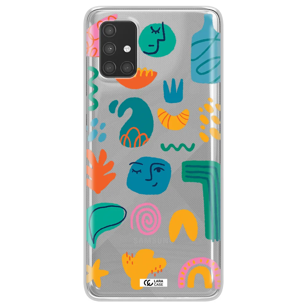 a collection of colorful shapes Samsung A71 Clear TPU Case