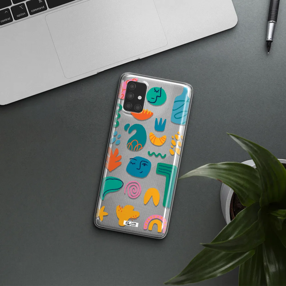 a collection of colorful shapes Samsung A71 Clear TPU Case