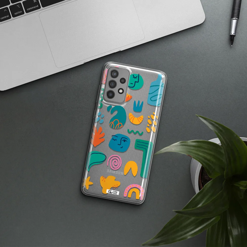a collection of colorful shapes Samsung A72 Clear TPU Case