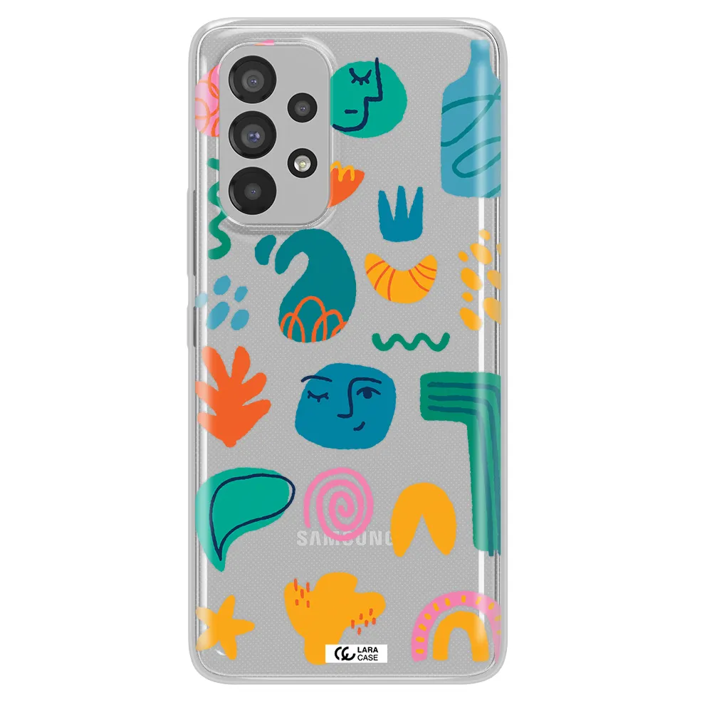 a collection of colorful shapes Samsung A73 Clear TPU Case