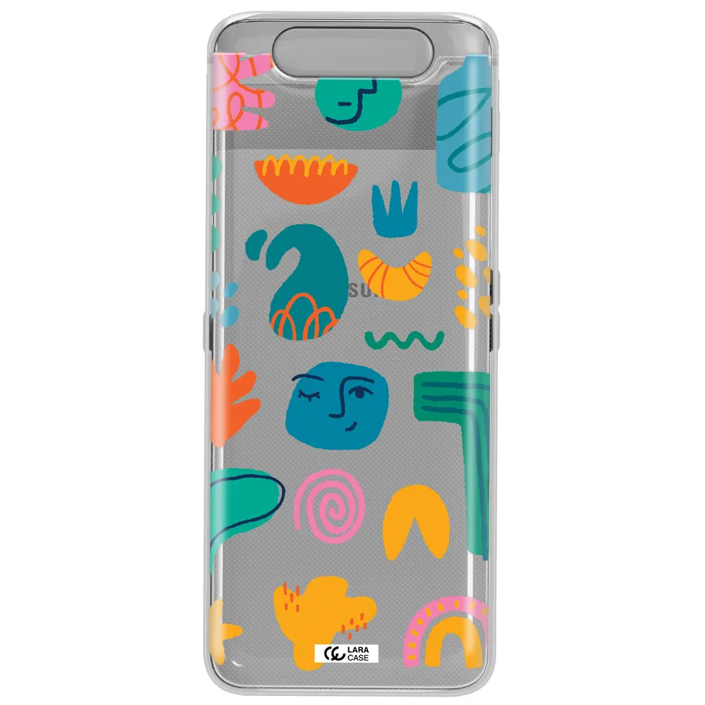 a collection of colorful shapes Samsung A80 Clear TPU Case