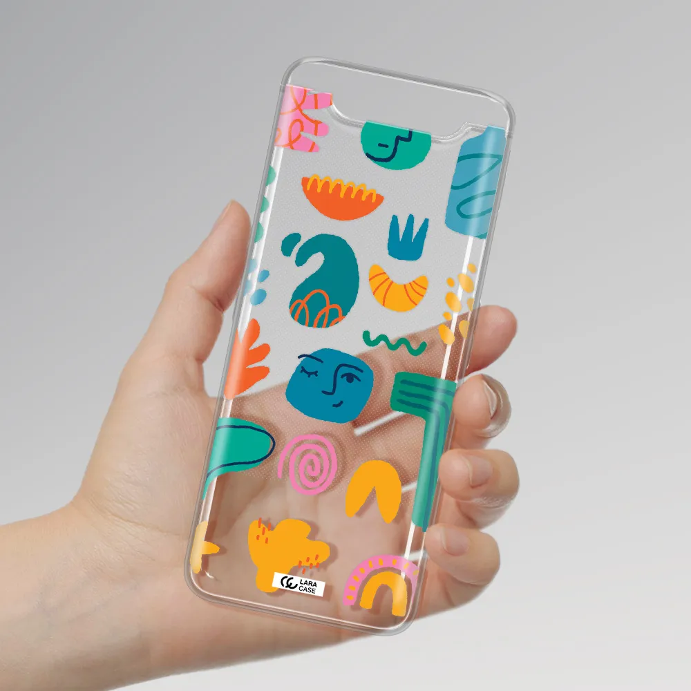 a collection of colorful shapes Samsung A80 Clear TPU Case