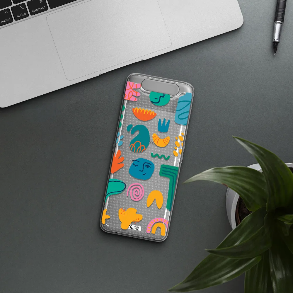 a collection of colorful shapes Samsung A80 Clear TPU Case
