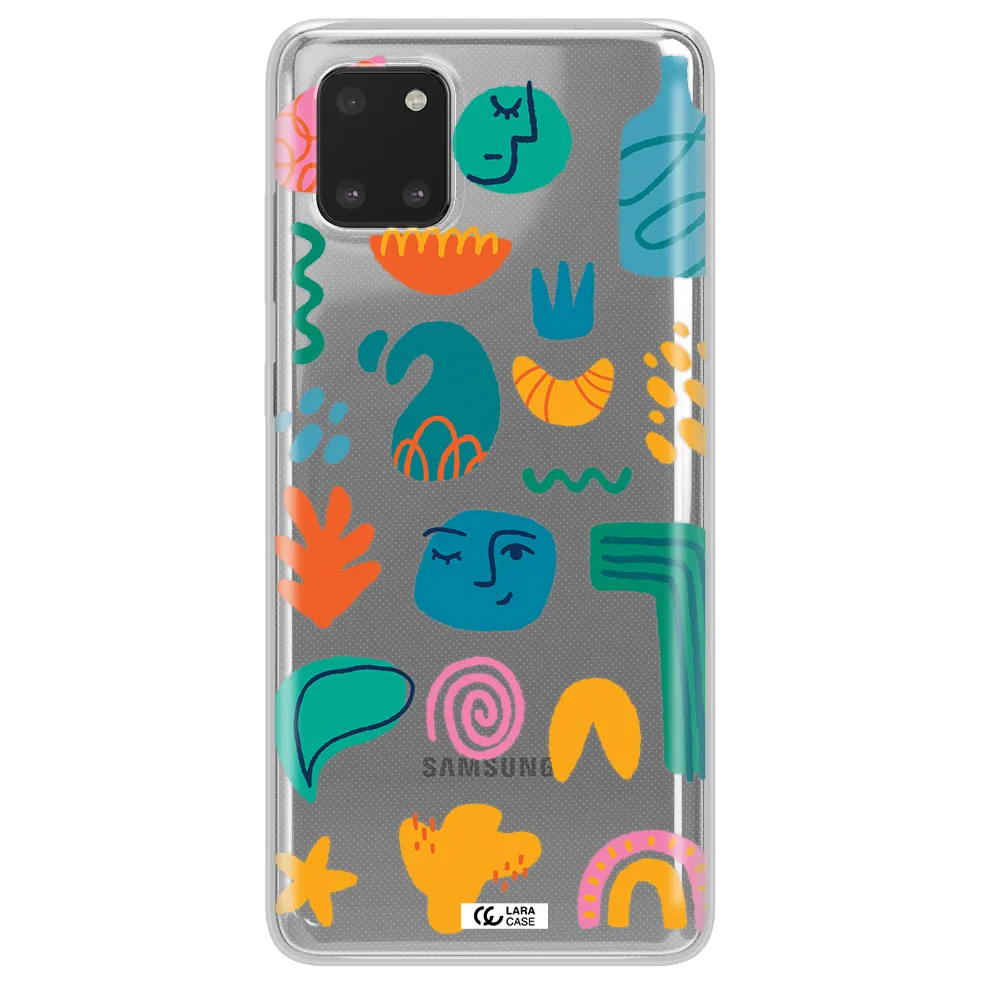 a collection of colorful shapes Samsung A81 Clear TPU Case
