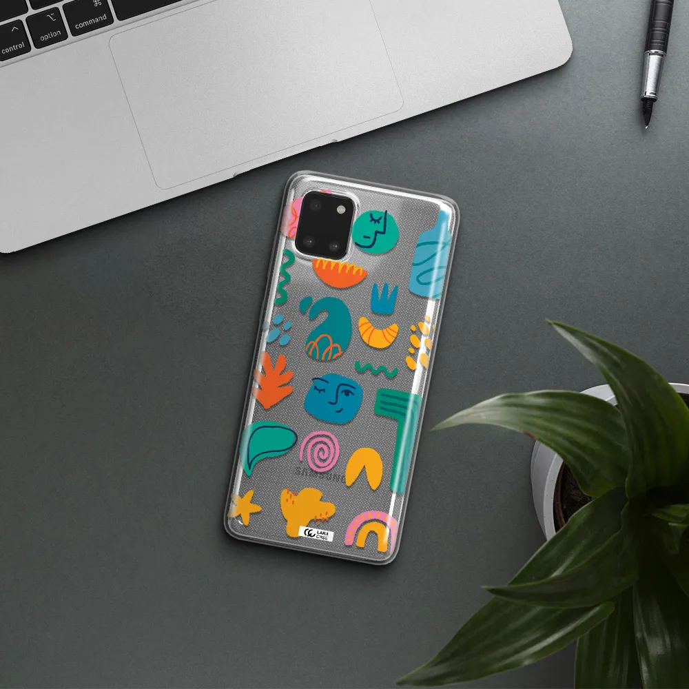 a collection of colorful shapes Samsung A81 Clear TPU Case