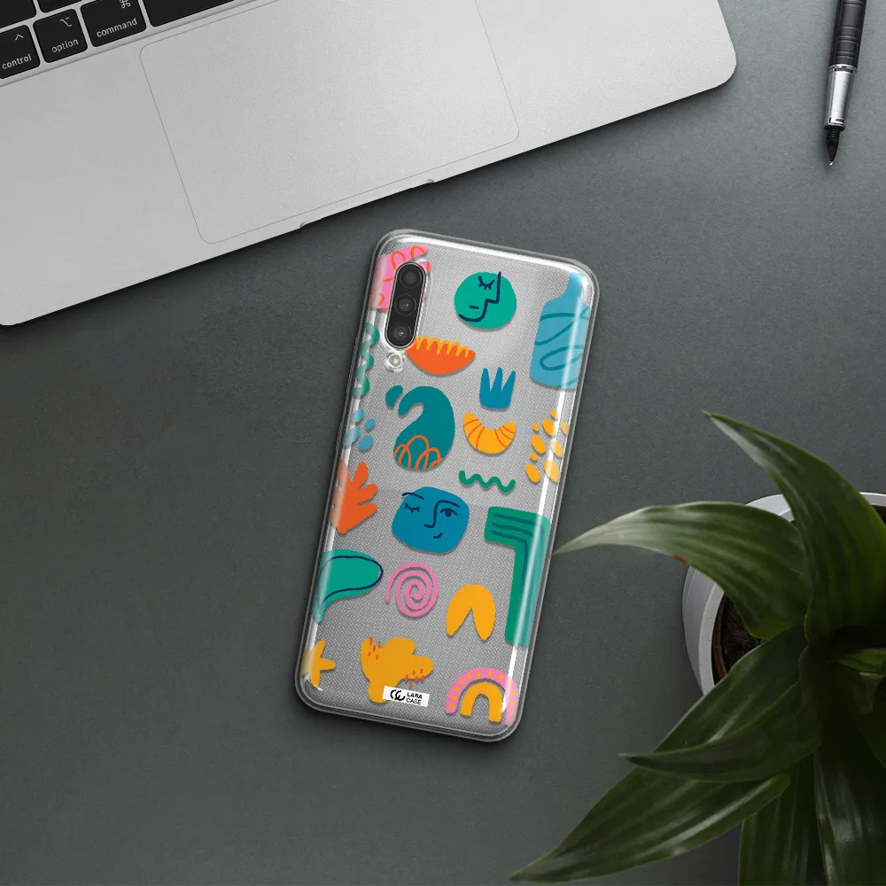 a collection of colorful shapes Samsung A90 Clear TPU Case