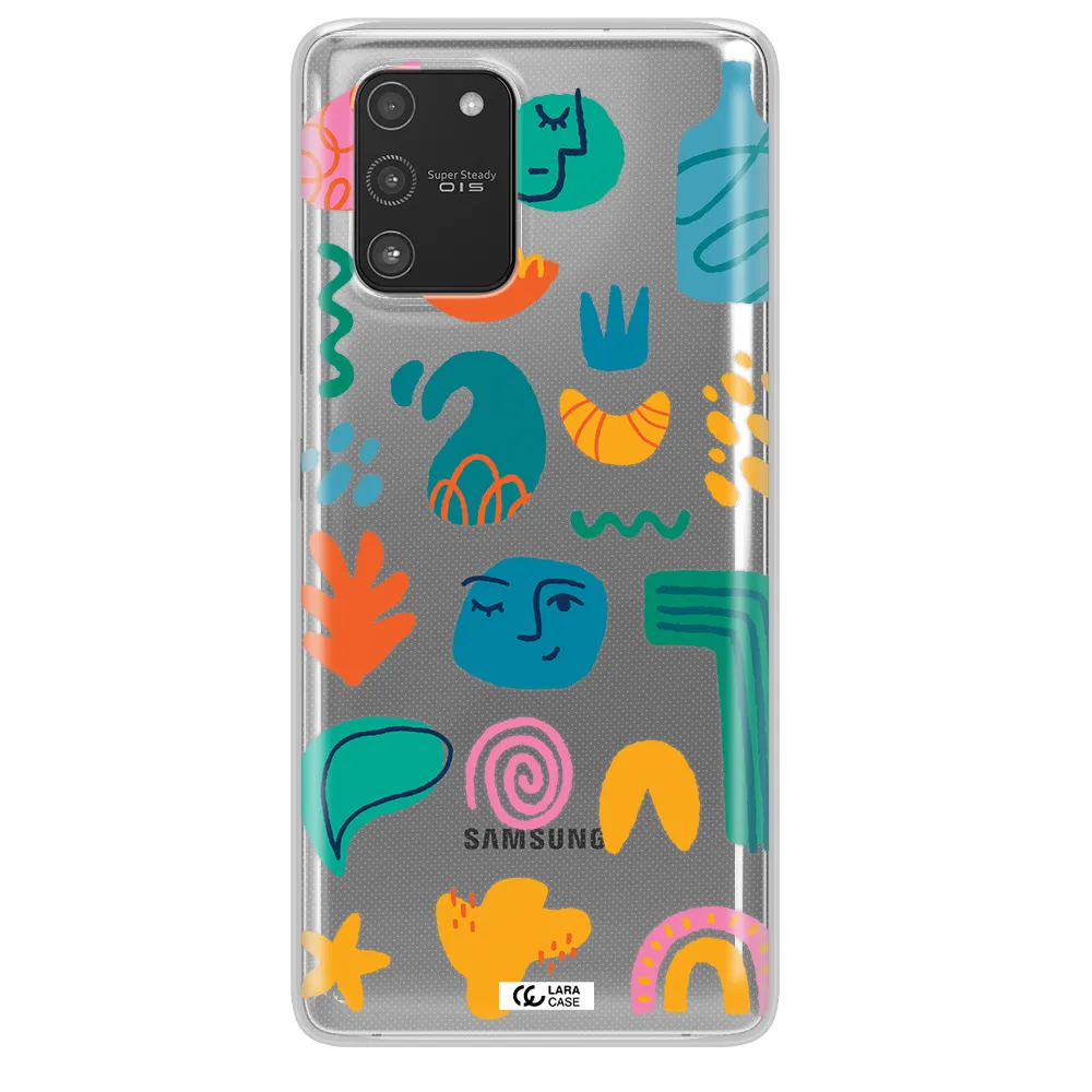 a collection of colorful shapes Samsung A91 Clear TPU Case