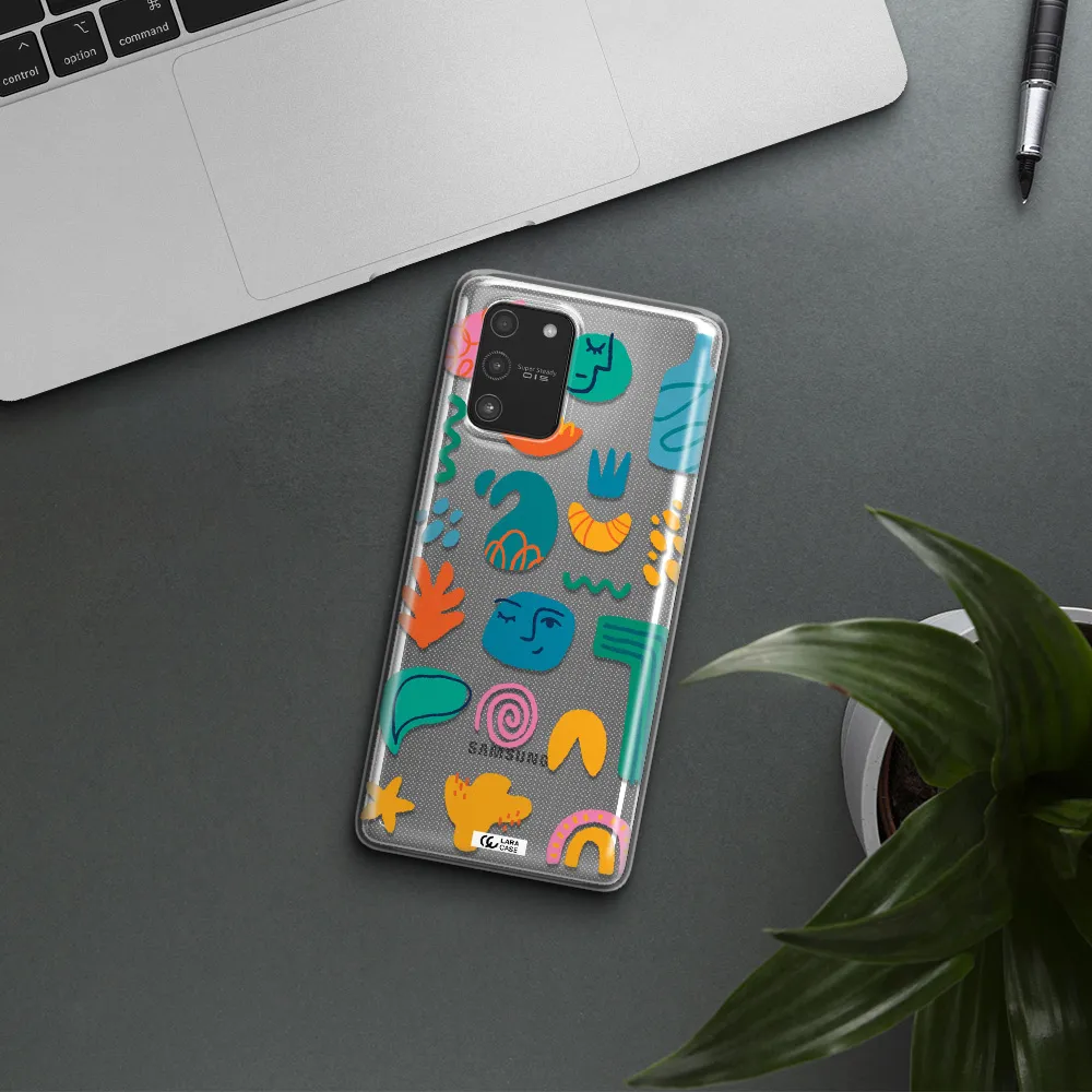a collection of colorful shapes Samsung A91 Clear TPU Case