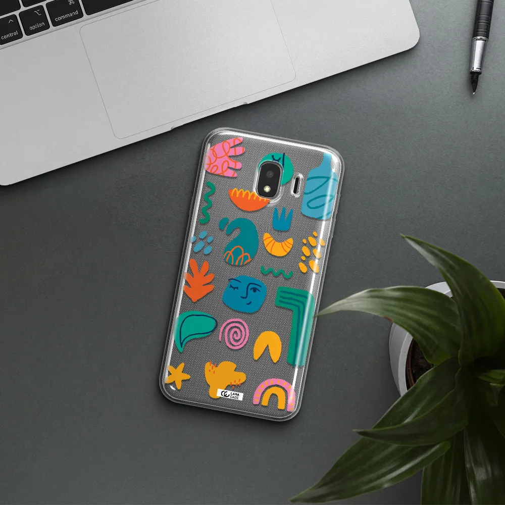 a collection of colorful shapes Samsung J4 Clear TPU Case