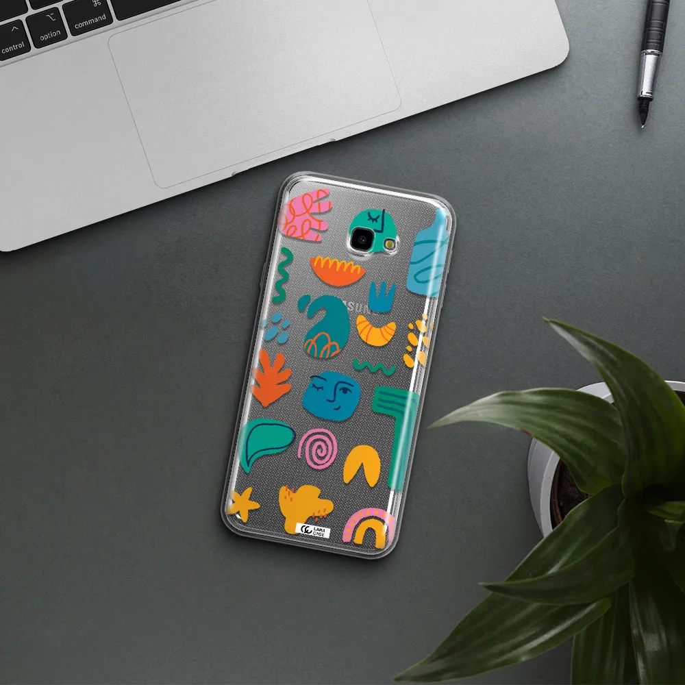 a collection of colorful shapes Samsung J4 Plus Clear TPU Case