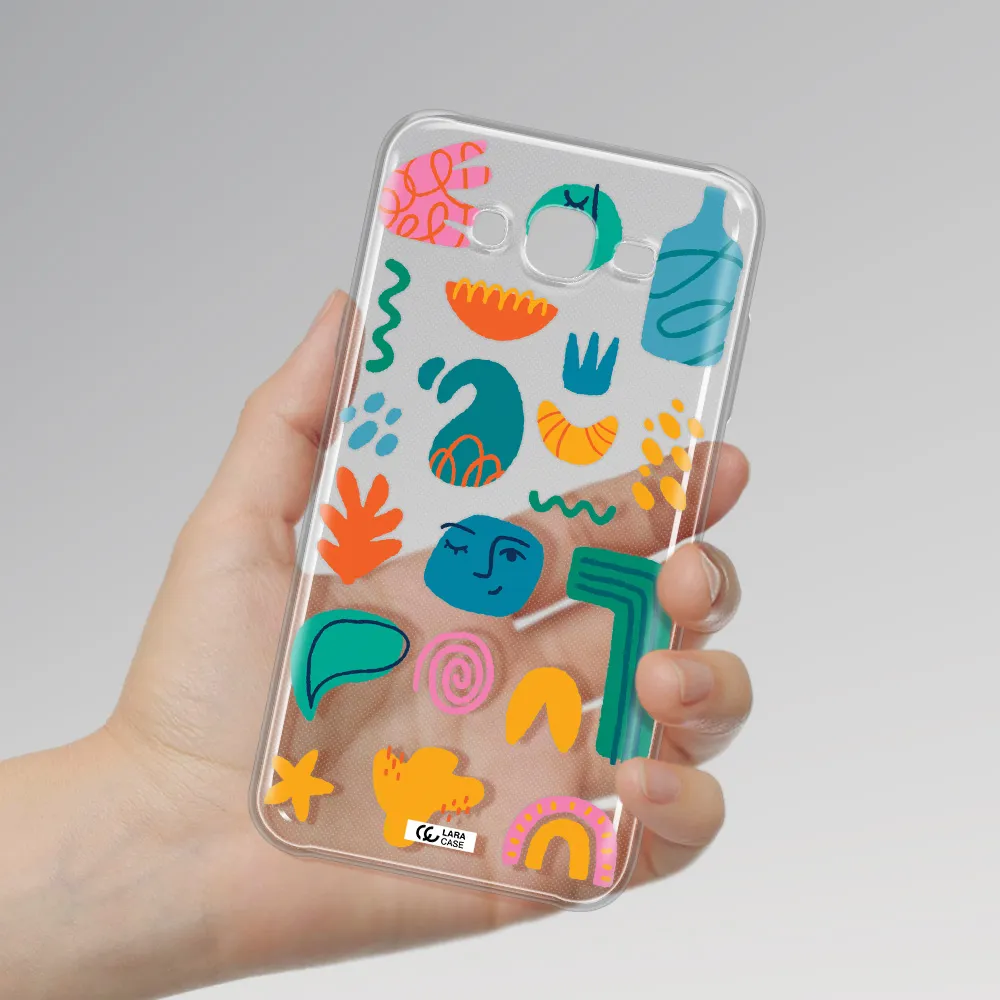 a collection of colorful shapes Samsung J7 2015 Clear TPU Case
