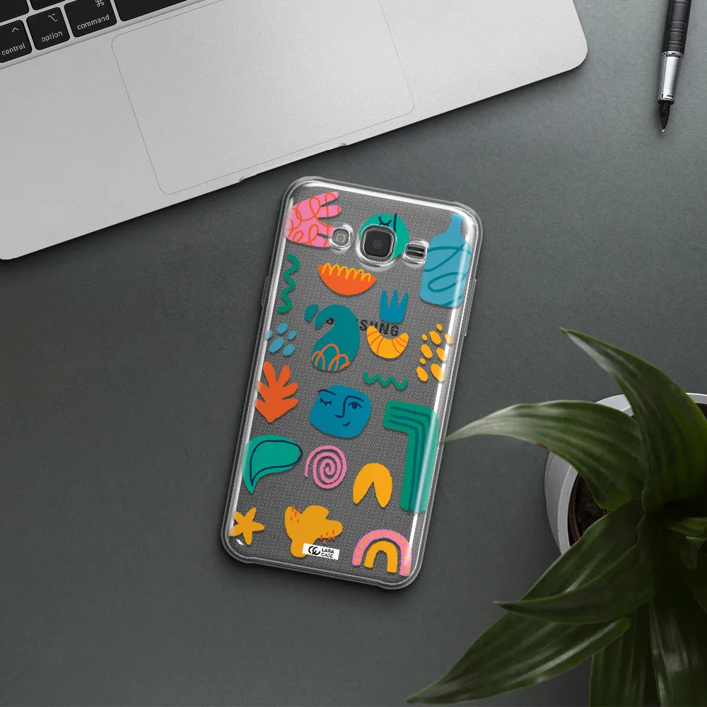 a collection of colorful shapes Samsung J7 Clear TPU Case