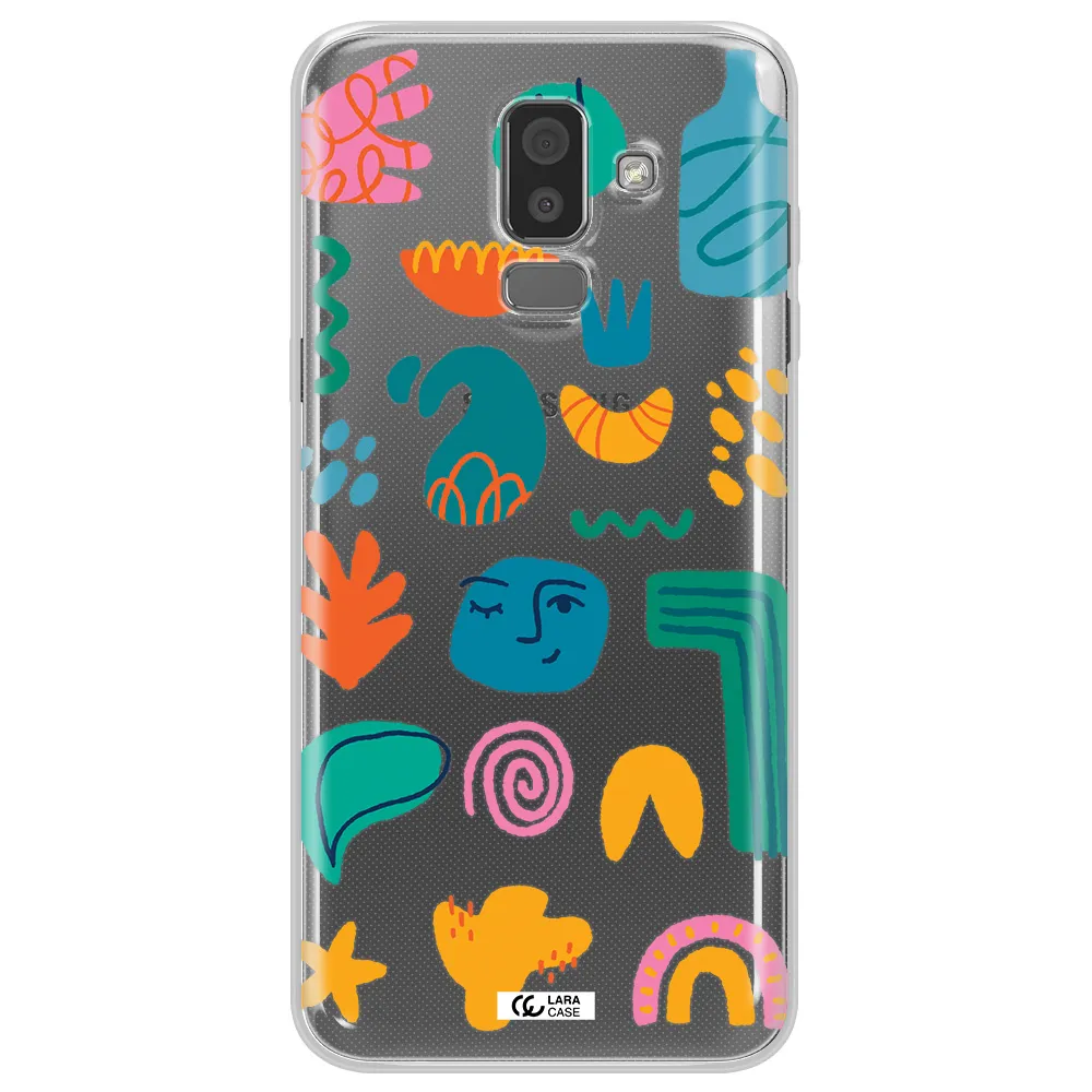 a collection of colorful shapes Samsung J8 Clear TPU Case