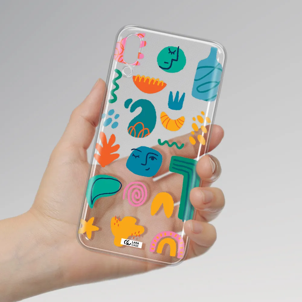 a collection of colorful shapes Samsung M10 Clear TPU Case