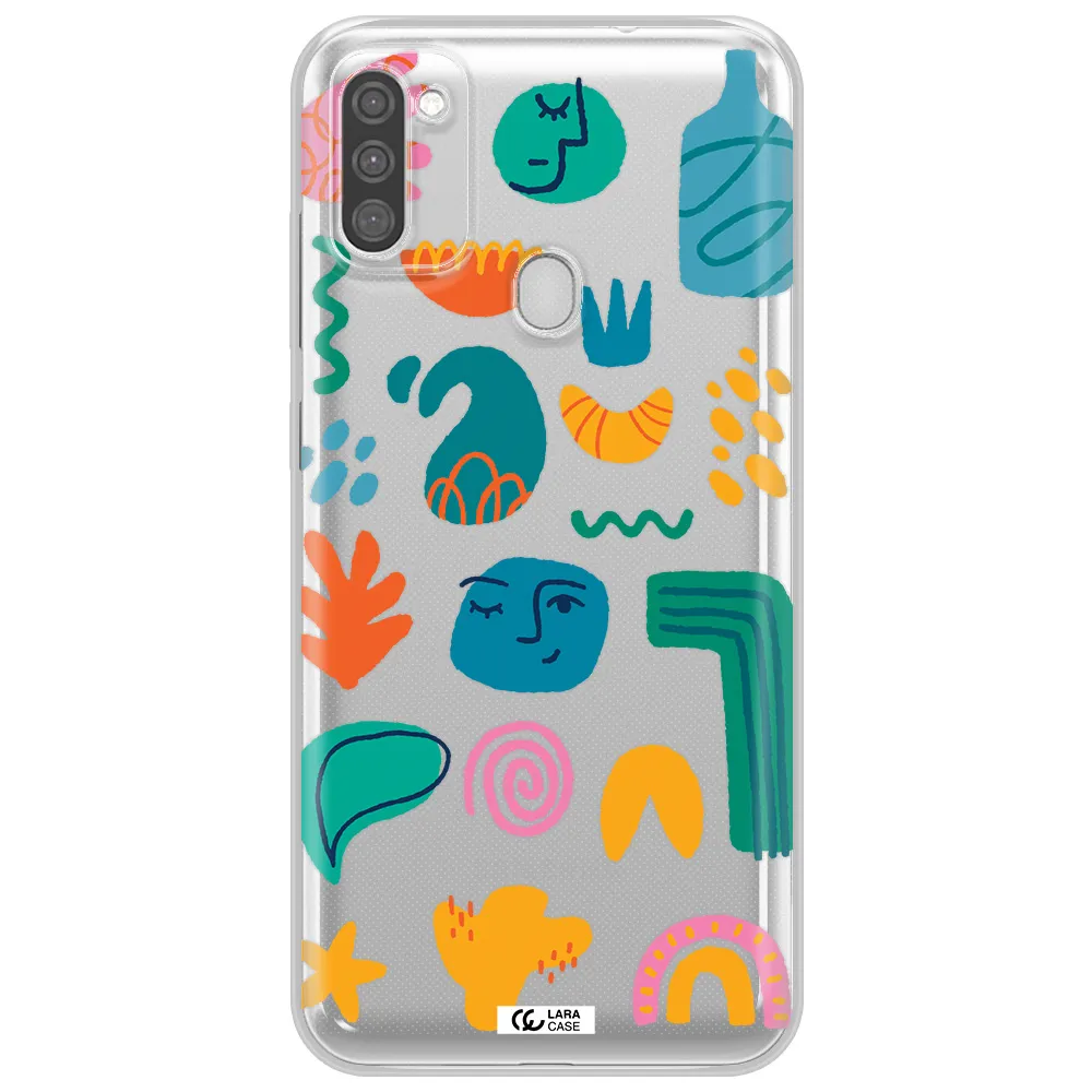 a collection of colorful shapes Samsung M11 Clear TPU Case