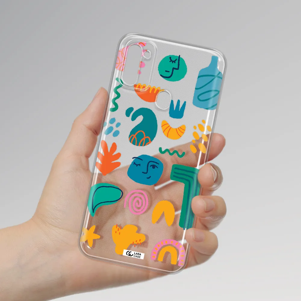 a collection of colorful shapes Samsung M11 Clear TPU Case