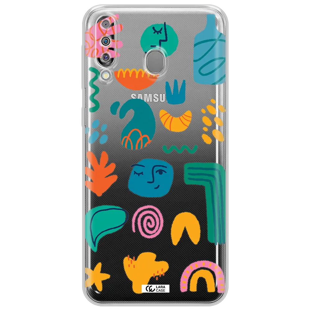 a collection of colorful shapes Samsung M30 Clear TPU Case