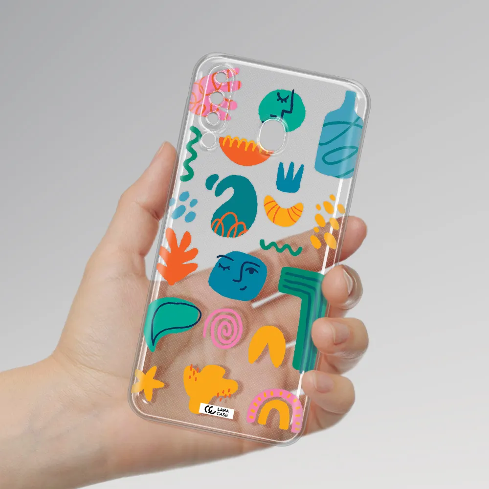 a collection of colorful shapes Samsung M30 Clear TPU Case