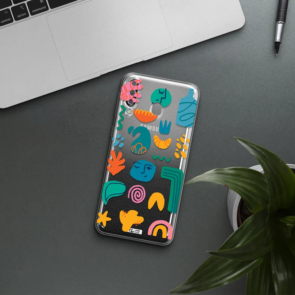 a collection of colorful shapes Samsung M30 Clear TPU Case