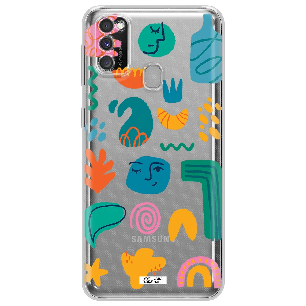 a collection of colorful shapes Samsung M30S Clear TPU Case