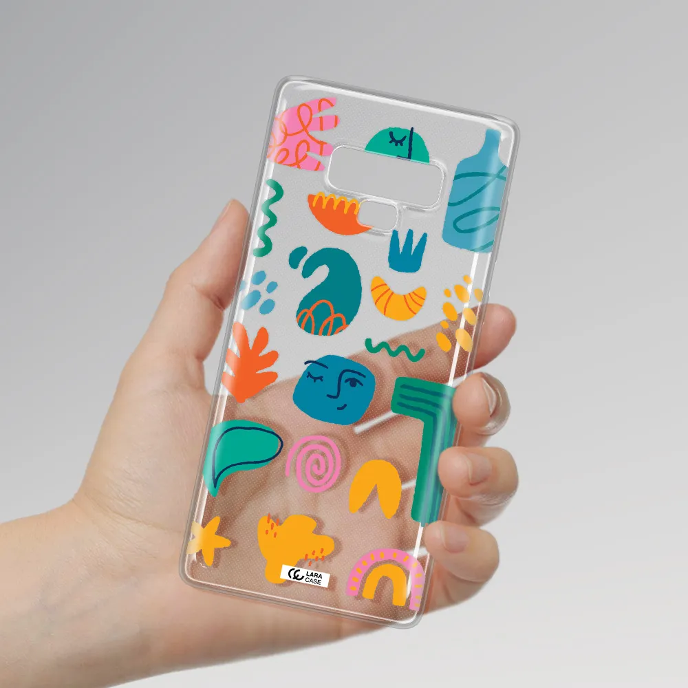 a collection of colorful shapes Samsung Note 9 Clear TPU Case