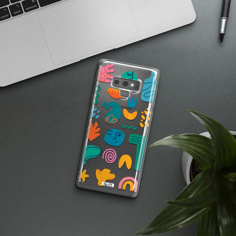 a collection of colorful shapes Samsung Note 9 Clear TPU Case