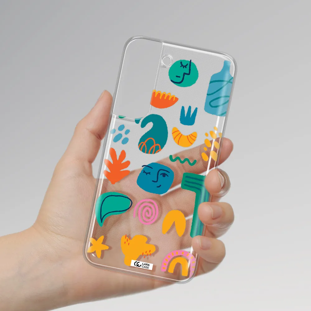 a collection of colorful shapes Samsung S 22 Clear TPU Case