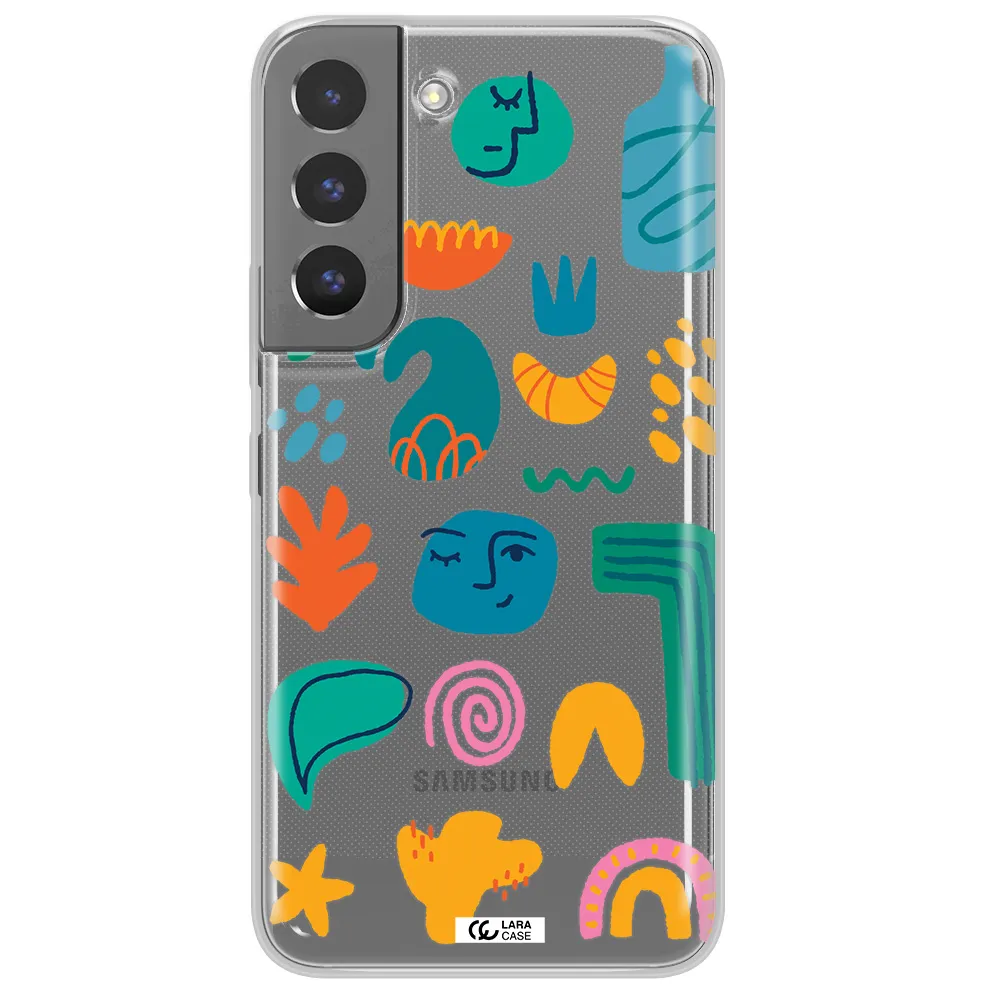 a collection of colorful shapes Samsung S 22 Plus Clear TPU Case