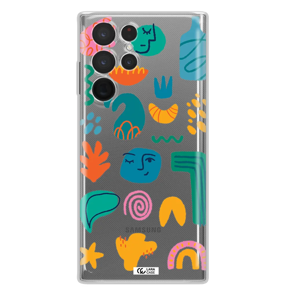 a collection of colorful shapes Samsung S 22 Ultra Clear TPU Case