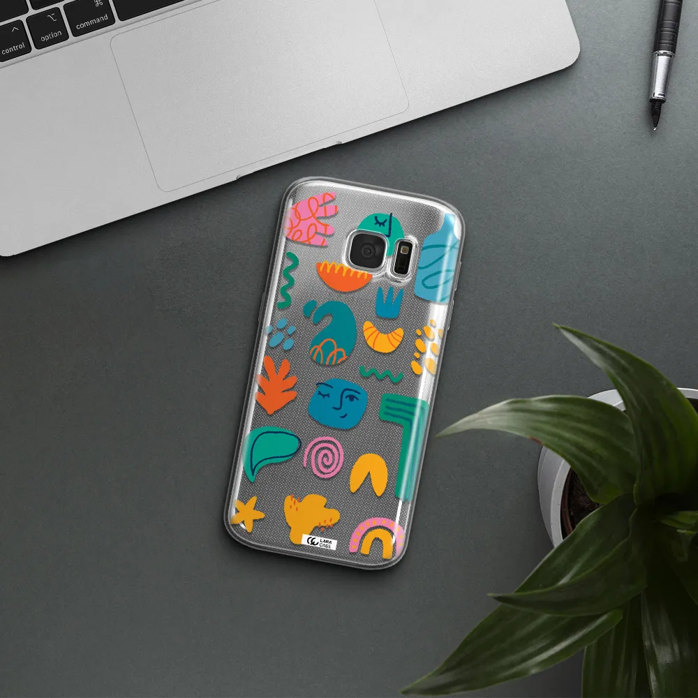 a collection of colorful shapes Samsung S 7 Clear TPU Case