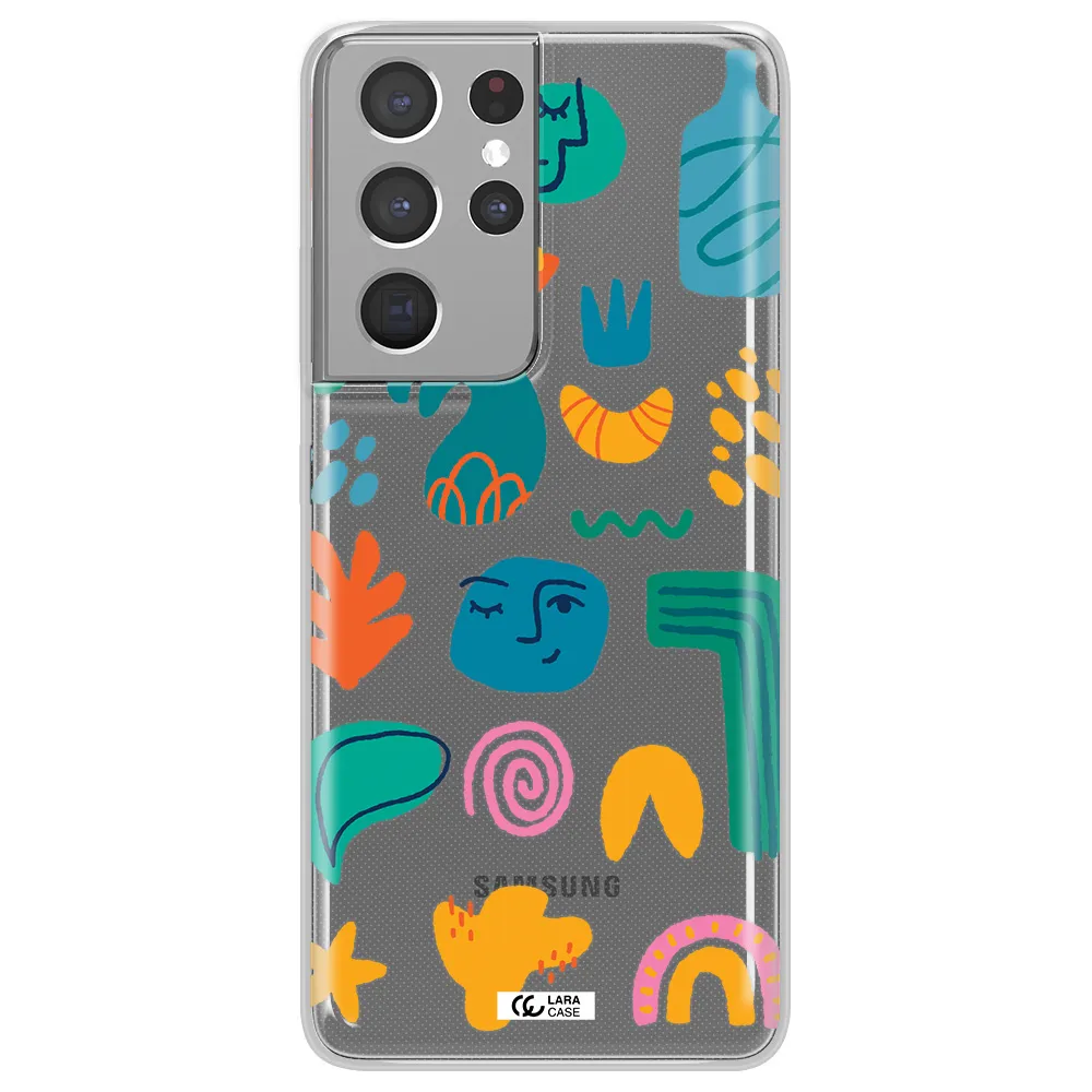 a collection of colorful shapes Samsung S21 Ultra Clear TPU Case