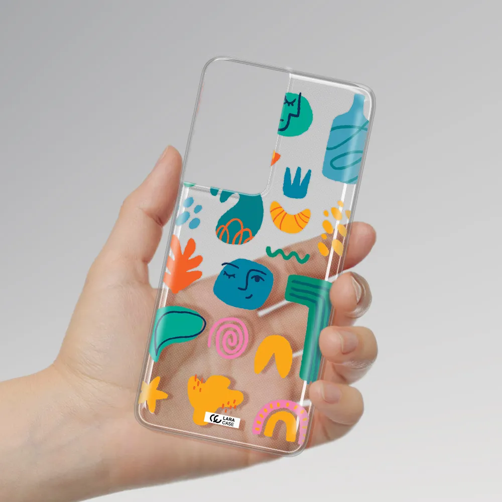 a collection of colorful shapes Samsung S21 Ultra Clear TPU Case