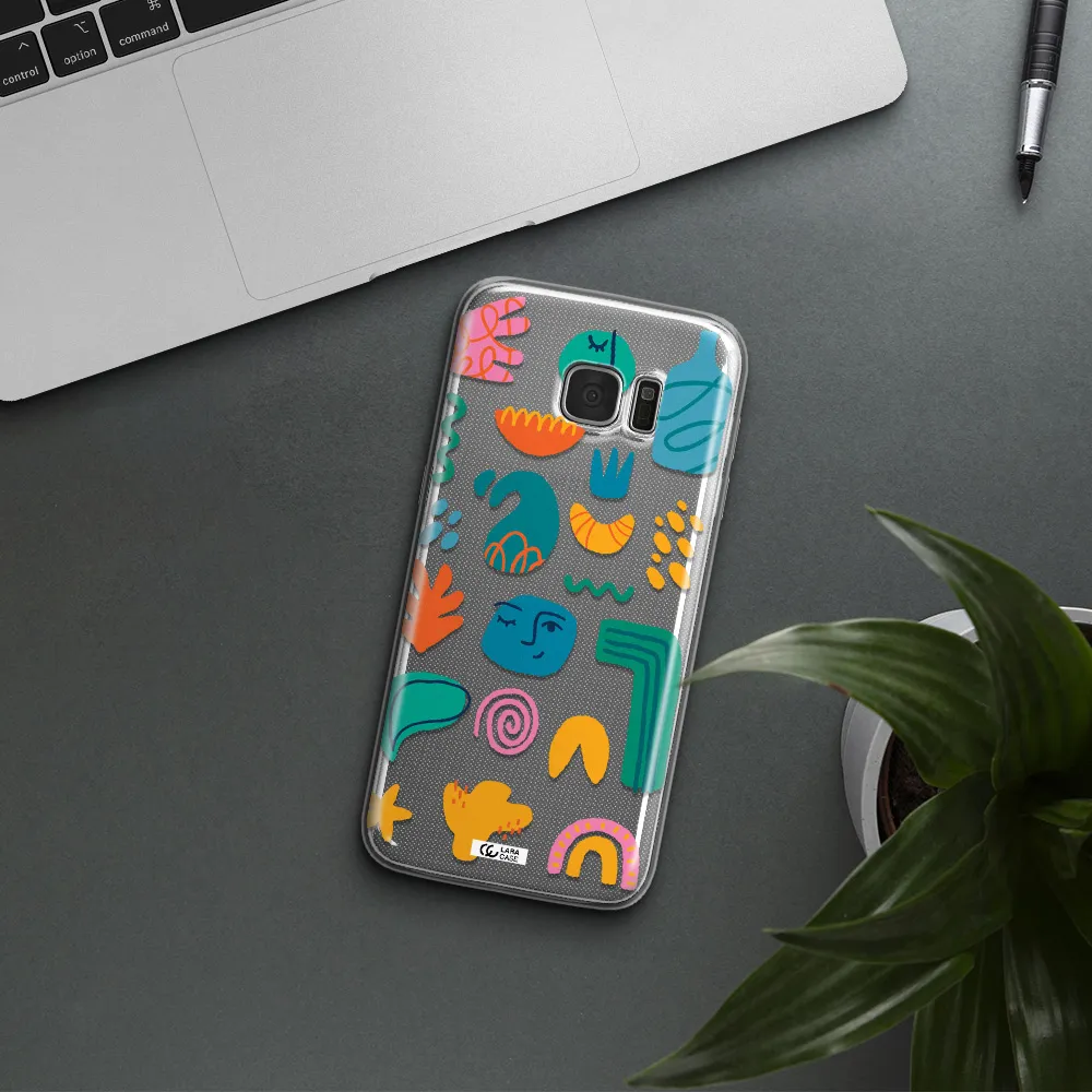 a collection of colorful shapes Samsung S7 Edge Clear TPU Case