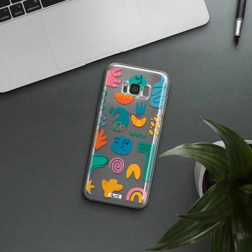 a collection of colorful shapes Samsung S8 Plus Clear TPU Case