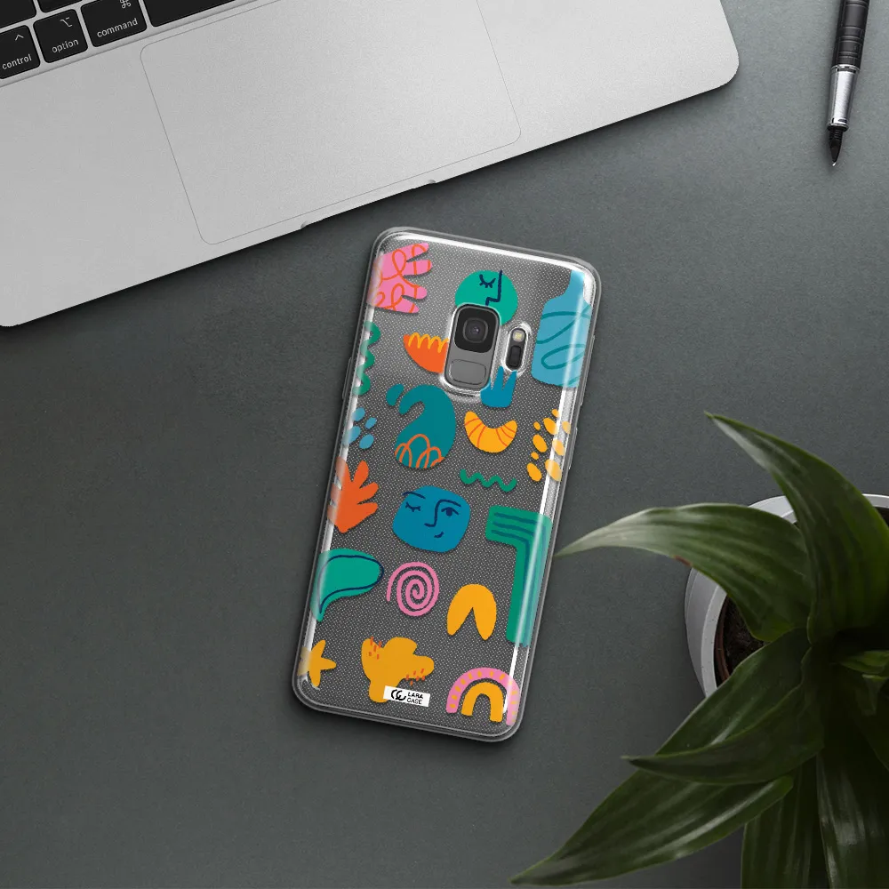 a collection of colorful shapes Samsung S9 Clear TPU Case