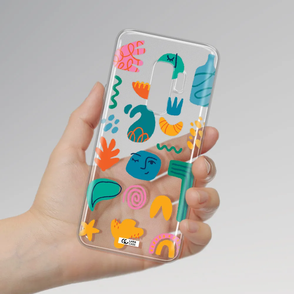 a collection of colorful shapes Samsung S9 Plus Clear TPU Case
