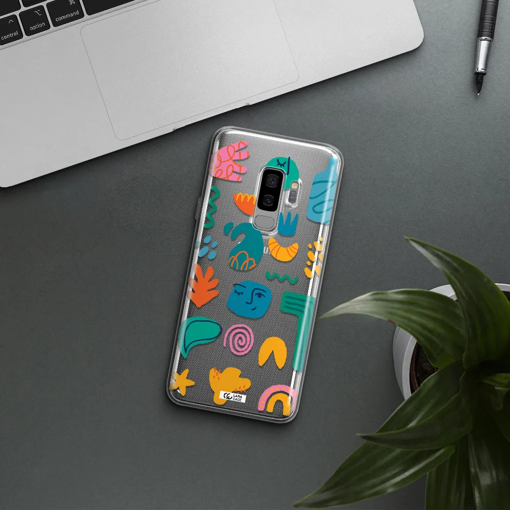 a collection of colorful shapes Samsung S9 Plus Clear TPU Case