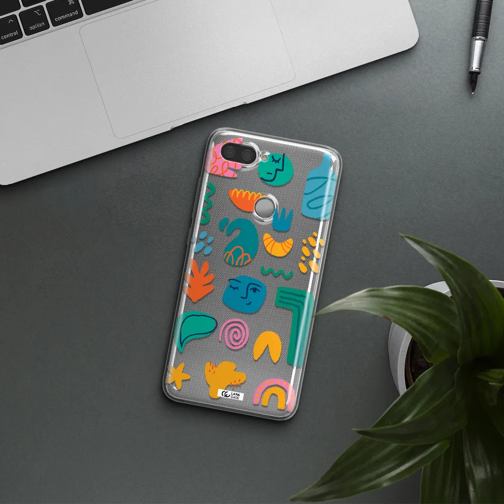 a collection of colorful shapes Xiaomi Mi 8 Lite Clear TPU Case