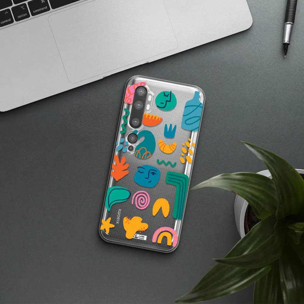 a collection of colorful shapes Xiaomi Mi Note 10 Clear TPU Case