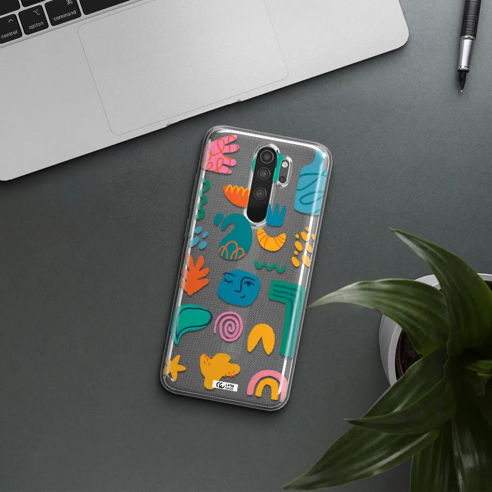 a collection of colorful shapes Xiaomi Note 8 Pro Clear TPU Case