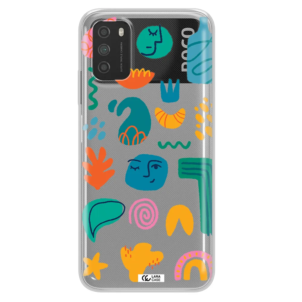a collection of colorful shapes Xiaomi Poco M3 Clear TPU Case