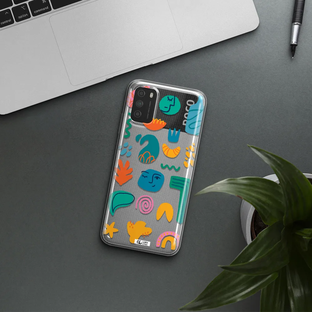 a collection of colorful shapes Xiaomi Poco M3 Clear TPU Case