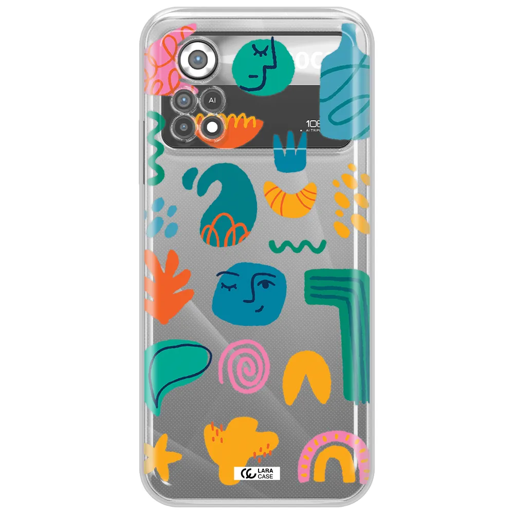 a collection of colorful shapes Xiaomi Poco X4 Pro Clear TPU Case