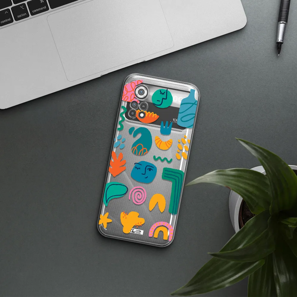 a collection of colorful shapes Xiaomi Poco X4 Pro Clear TPU Case