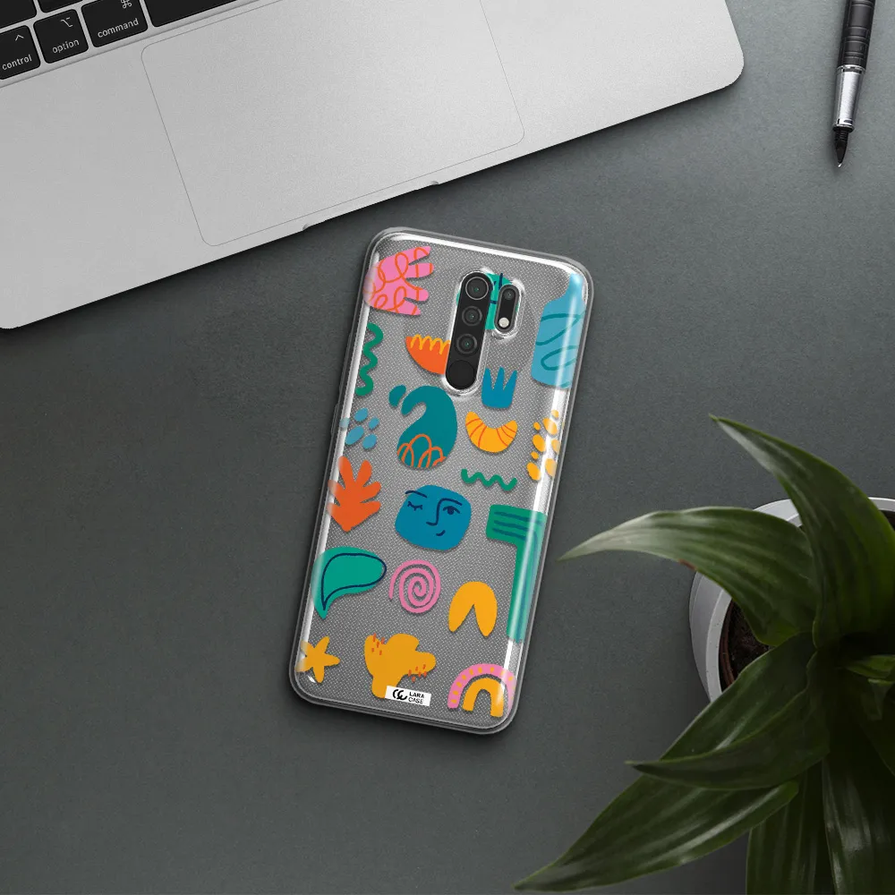 a collection of colorful shapes Xiaomi Redmi 9 Clear TPU Case