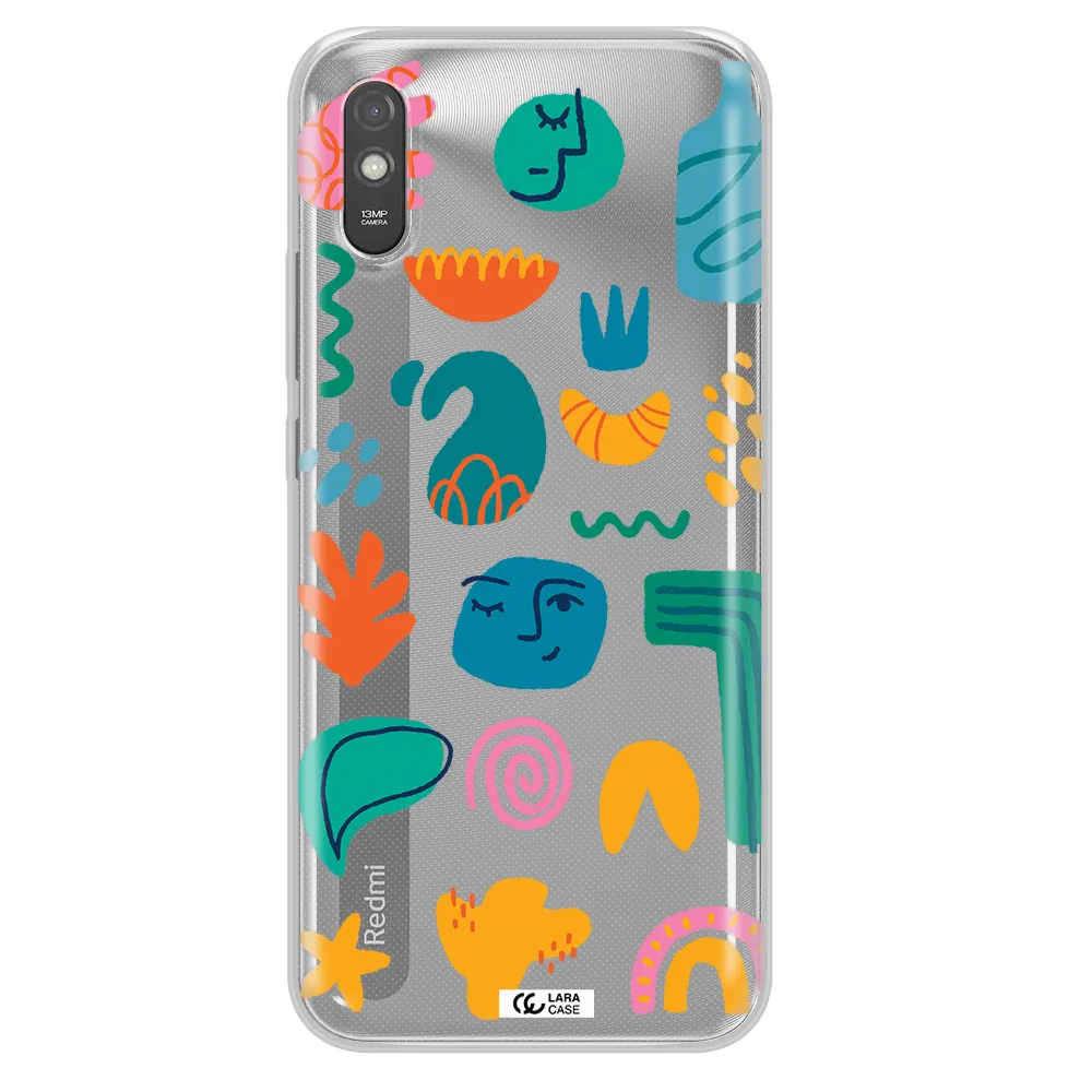 a collection of colorful shapes Xiaomi Redmi 9A Clear TPU Case