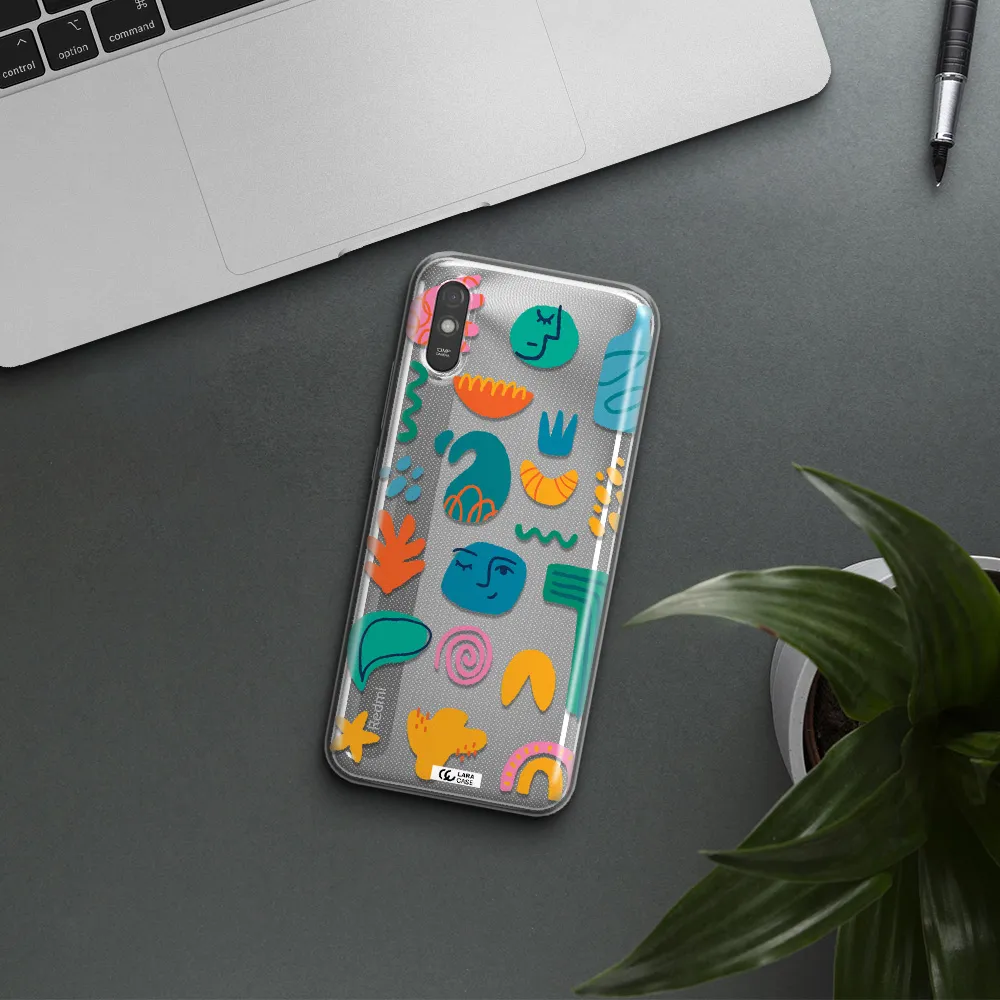 a collection of colorful shapes Xiaomi Redmi 9A Clear TPU Case